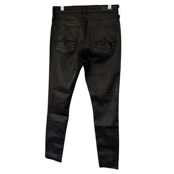 NWOT AG Adriano Goldschmied Farrah Skinny Ankle Black Lacquered Distressed Sz 27 - Picture 4 of 10